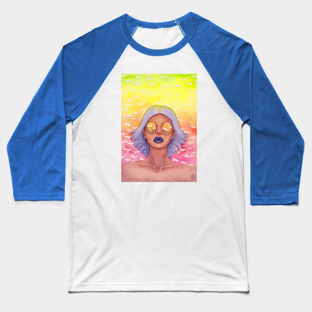 Head in the clouds Baseball T-Shirt by Serpent's Sun